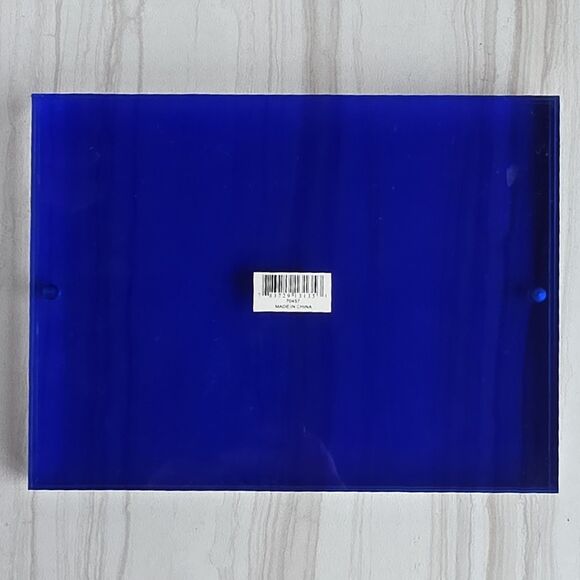 Clear & Blue Lucite Magnetic Block Photo Picture Frame 6" X 8" - Picture 7 of 10